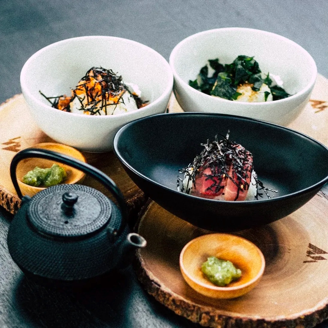 photo of various Asian cuisine in bowls.